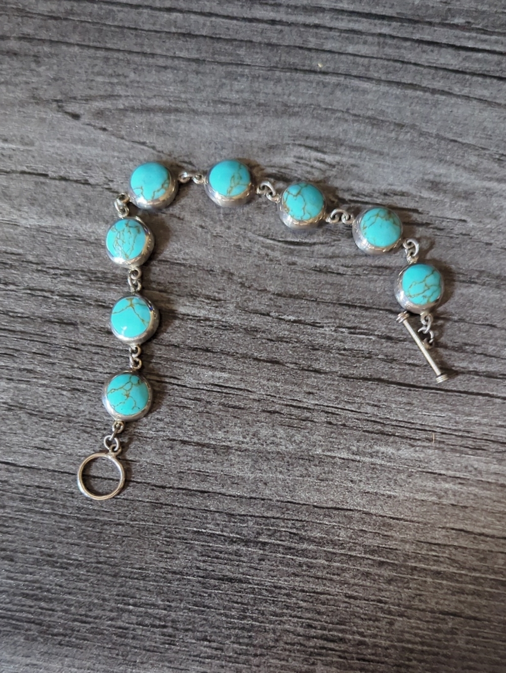 Silver Turquoise Link Bracelet - Turquoise Blue Women's Jewelry